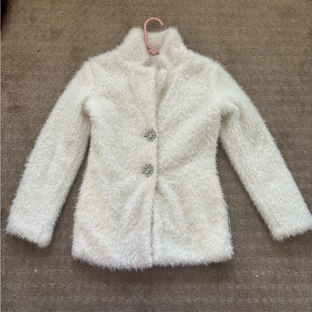 Guess Kids White Furry Coat
